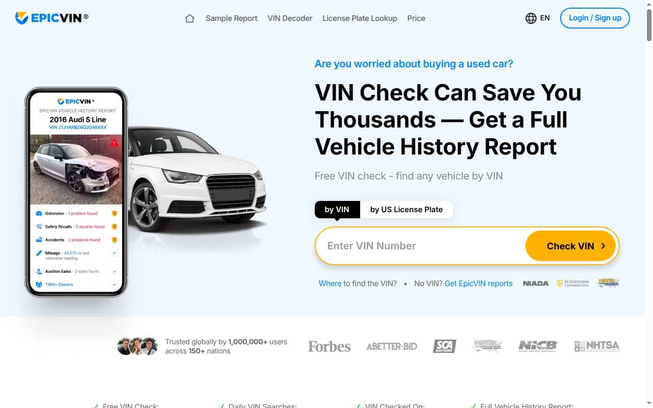 EpicVIN website